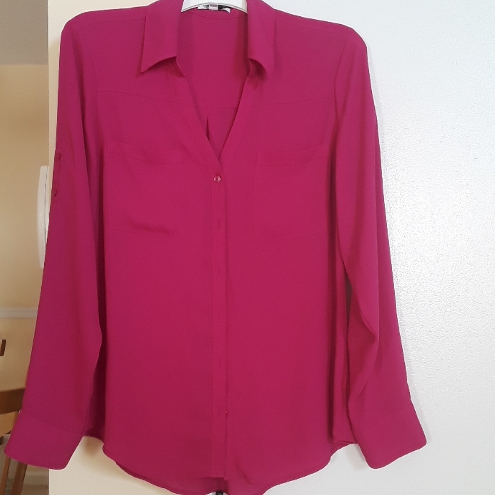 Fuschia button down shirt